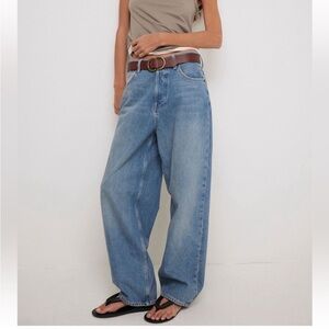 FREE PEOPLE WE THE FREE Cora Slouchy Jean Mid Rise Button Fly Meadow NEW